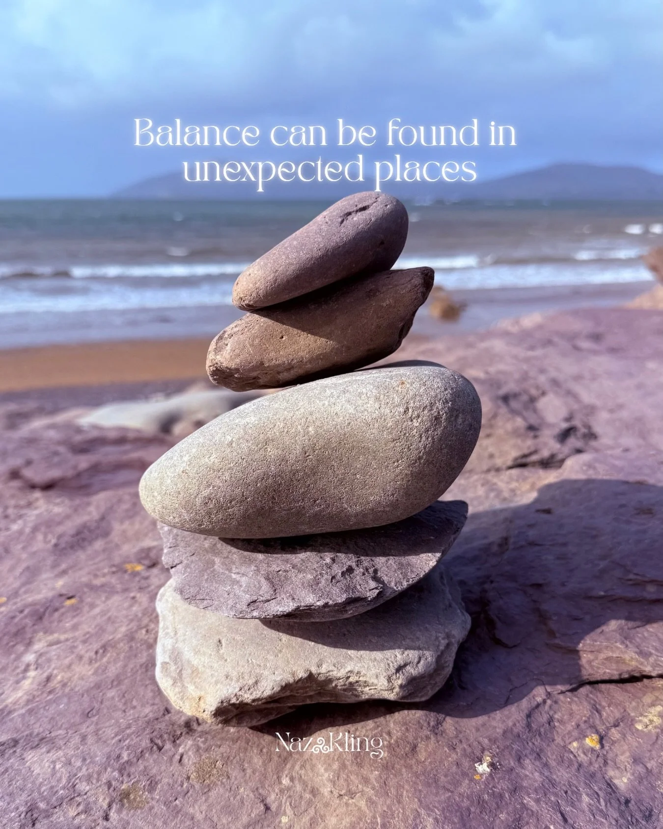 Balance can be found in unexpected places.

Watching the waves move in and out, I was drawn to these stones resting together on the shore. A small reminder that steadiness doesn&rsquo;t always mean trying hard. Sometimes it&rsquo;s finding a place to