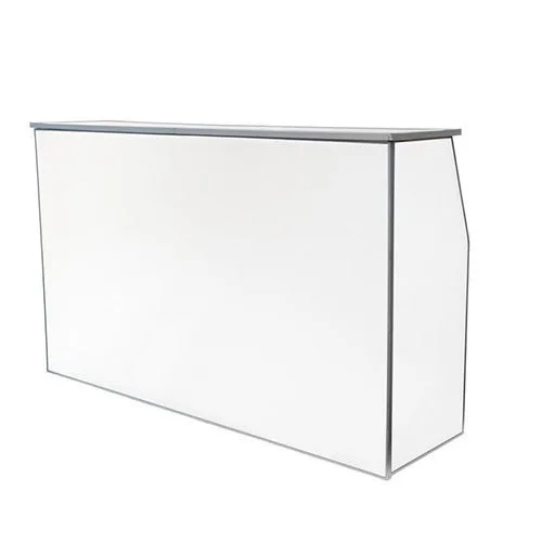 a modern white bar with a curved top and sleek design