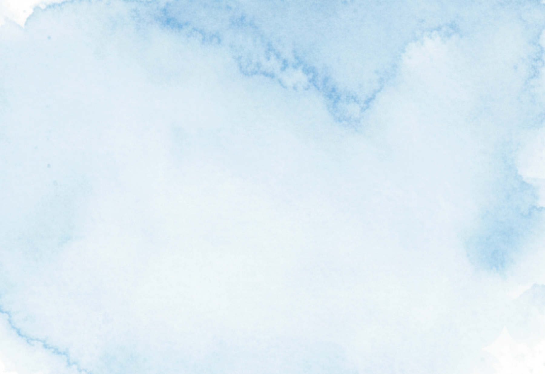 Light blue watercolor background with soft edges and darker blue accents.