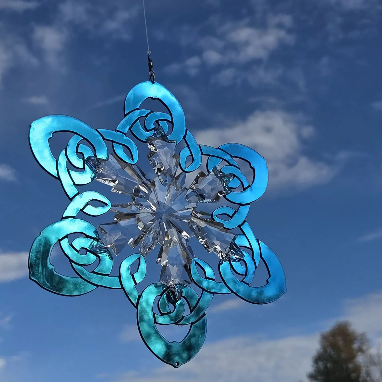 Celtic Knotty Sun Catcher Snowflake - Blue