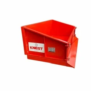 Red metal shipping container with Kneg brand label.