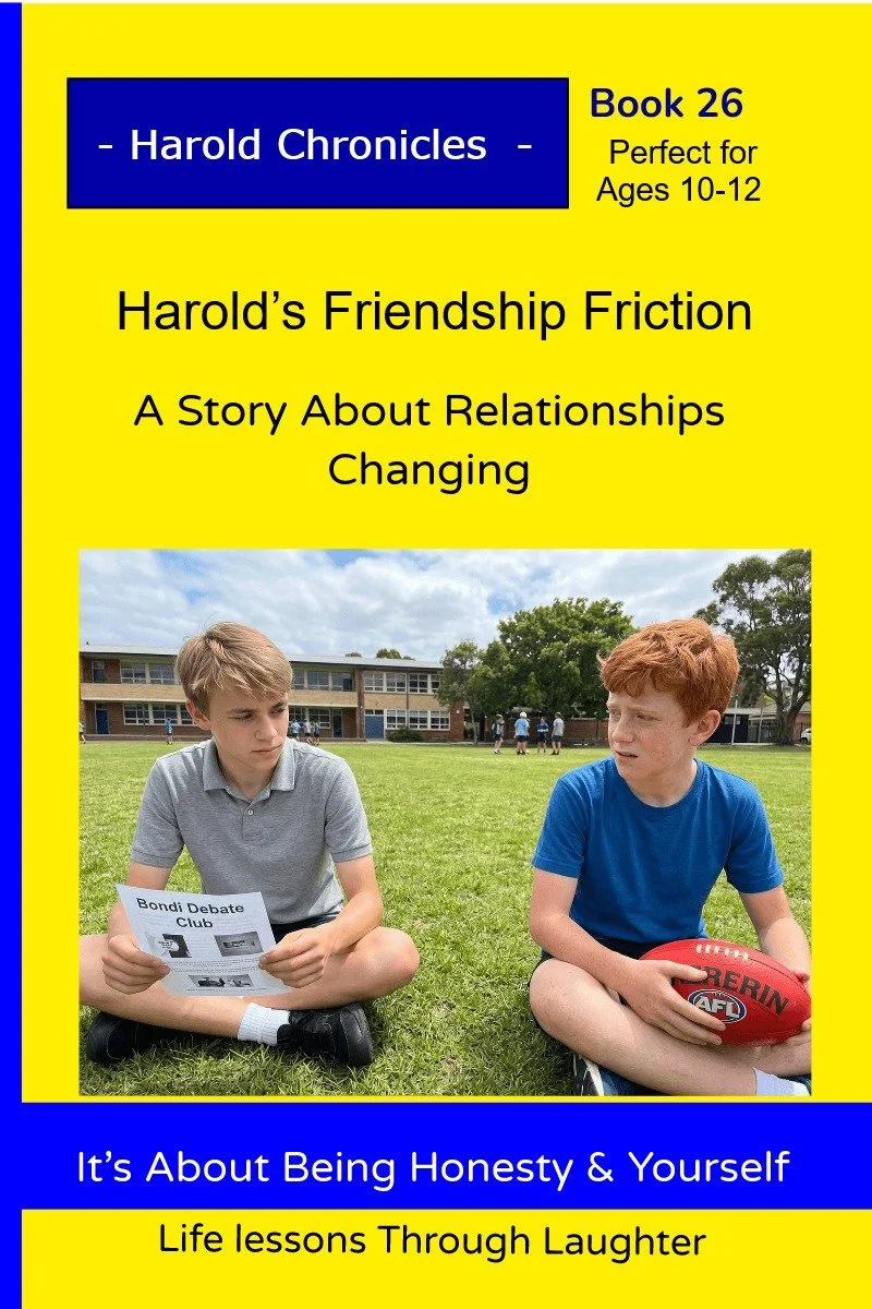 Harold and Murphy sit apart with different interests, feeling awkward but still connected.