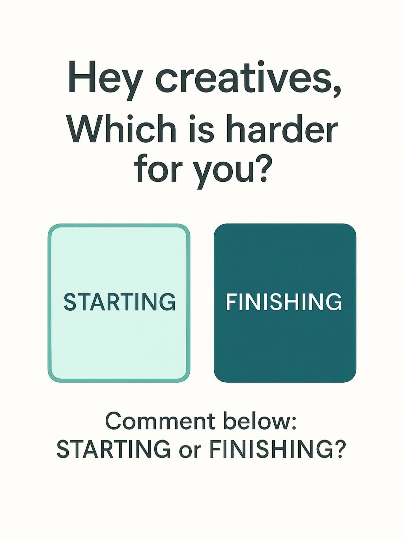For many creatives, perfectionism shows up at the beginning&hellip; or right at the finish line.
Which one hits you harder?
Comment &lsquo;STARTING&rsquo; or &lsquo;FINISHING&rsquo; &mdash; and tell me why.

#ProgressOverPerfection
#CreativeGrowth
#M