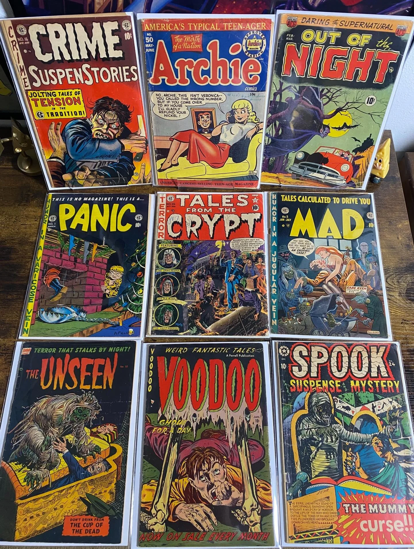 🚨‼️ IG LIVE SALE TONIGHT‼️🚨

Here&rsquo;s the full preview of what I&rsquo;m bringing for tonight&rsquo;s LIVE show on Instagram at 7:30pm/c! A very special SINGLE OWNER GOLDEN AGE SHOW! 🥳🎉🎊

Archie #50! Pre Code Horror from EC like Crime Suspen