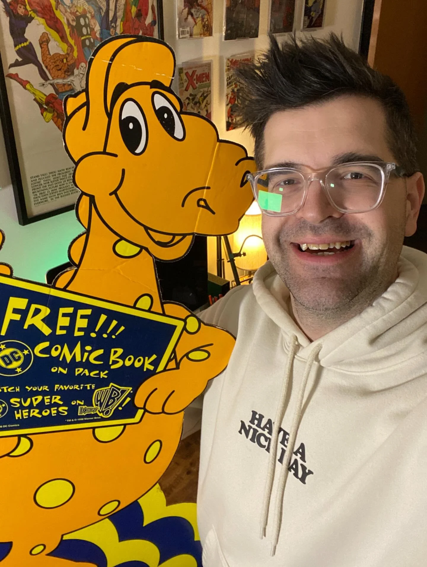 You never know what&rsquo;s gonna show up at an auction, and today I bought someone&rsquo;s entire Cheese Collection! With my favorite buy being the vintage 90&rsquo;s C. Rex standee for Free Comics! Nobody bud against me and I got him for $3🧀🧀🧀

