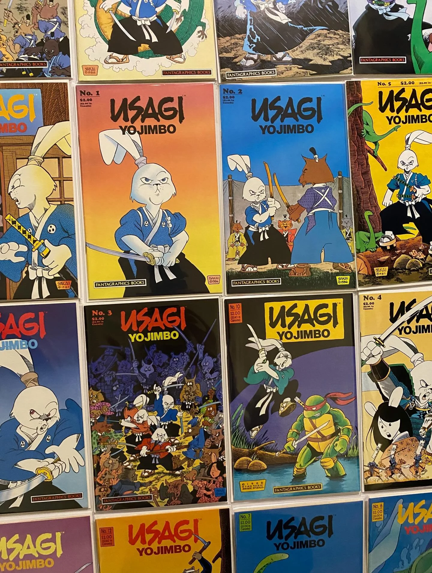 🚨FOR SALE🚨

COMPLETE SERIES Usagi Yojimbo #1-38 (1987-1993 Fantagraphics Books)! His 1st solo series! 🐰🗡️

$295 shipped! 

#1 - 1st Print - 7.0
#2-38 range in grades but average 7.0-8.0, many have a slight bend in the bottom right corners from sl