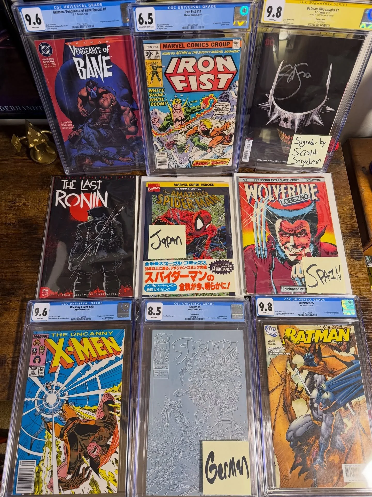 🚨‼️ IG LIVE SALE TONIGHT‼️🚨

Here&rsquo;s the full preview of what I&rsquo;m bringing for tonight&rsquo;s LIVE show on Instagram at 7:30pm/c! 🧀🧀🧀

1st Sabretooth! 1st Bane! Batman Who Laughs SIGNED by Scott Snyder! Japanese Spider-Man! Spanish W