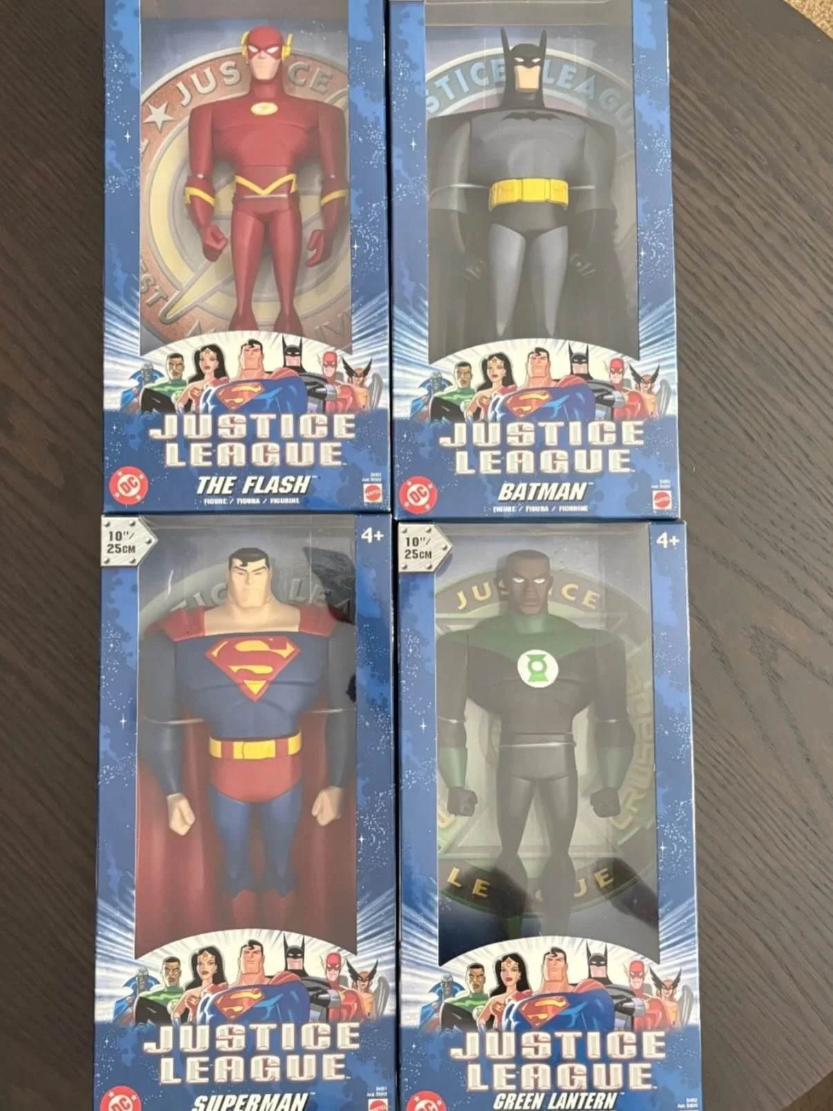 🚨FOR SALE🚨

COMPLETE SET of 4 Mattel Justice League Action Figures New In box from 2003 TV Show! Never Opened!

$200 SHIPPED (in US) 

Includes Batman, Superman, Flash, Green Lantern! 

All four figures are new in the box. All from 2003. 

10 inche