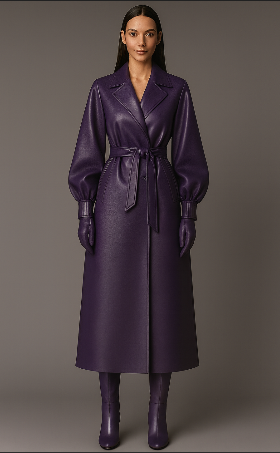 DEBORAH Leather PU Trench Coat