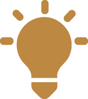 Gold lightbulb icon on a black background.