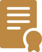 Icon of a document with a ribbon seal