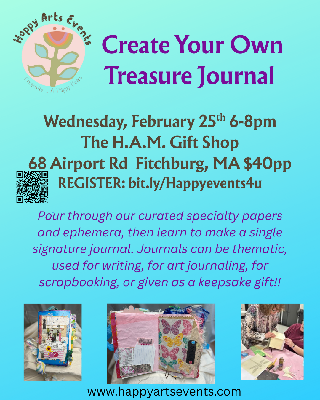 Treasure Journal Making- The H.A.M. Gift Shop 68 Airport Rd. Fitchburg, MA