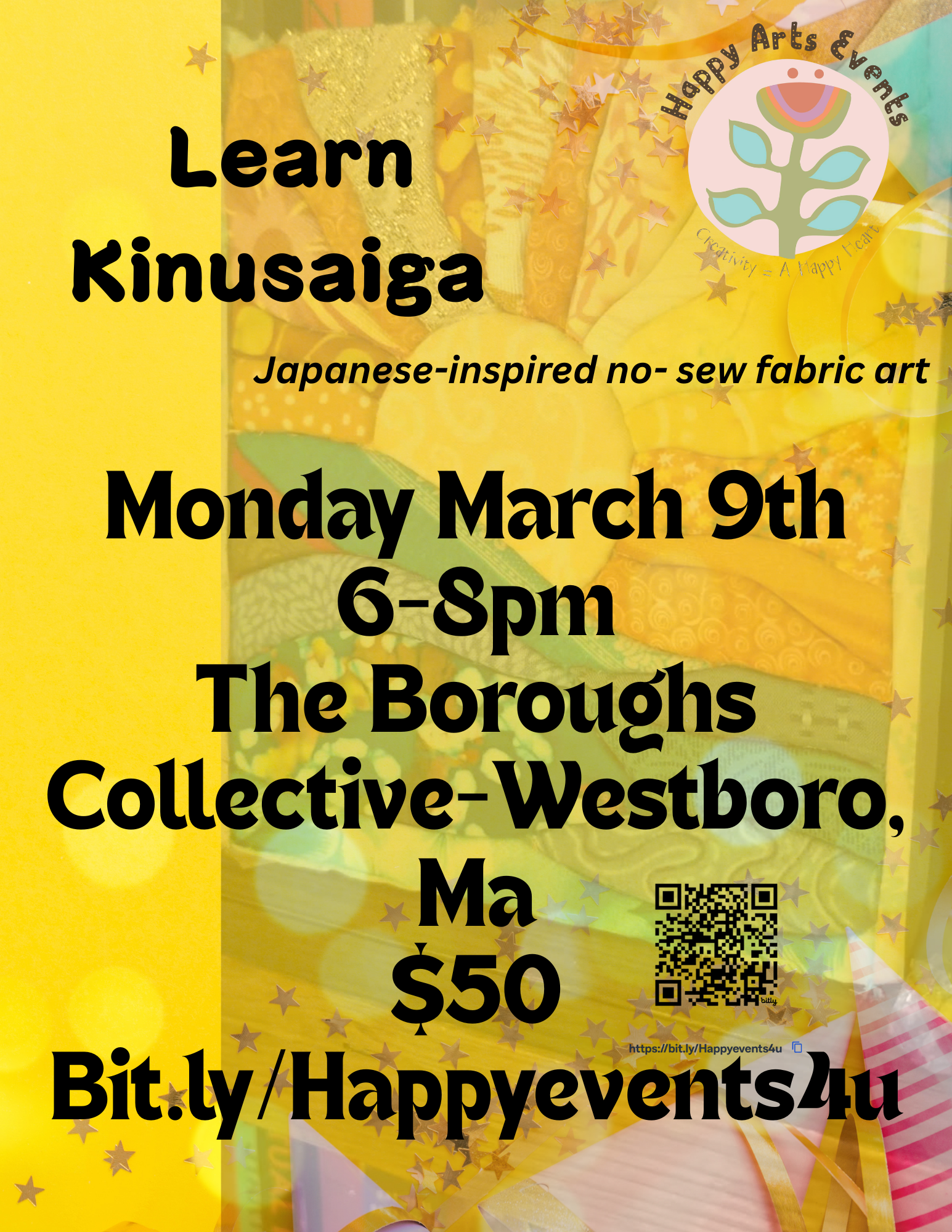 Learn Kinusaiga- Japanese Inspired Fabric Art- The Boroughs Collective, Westboro, MA
