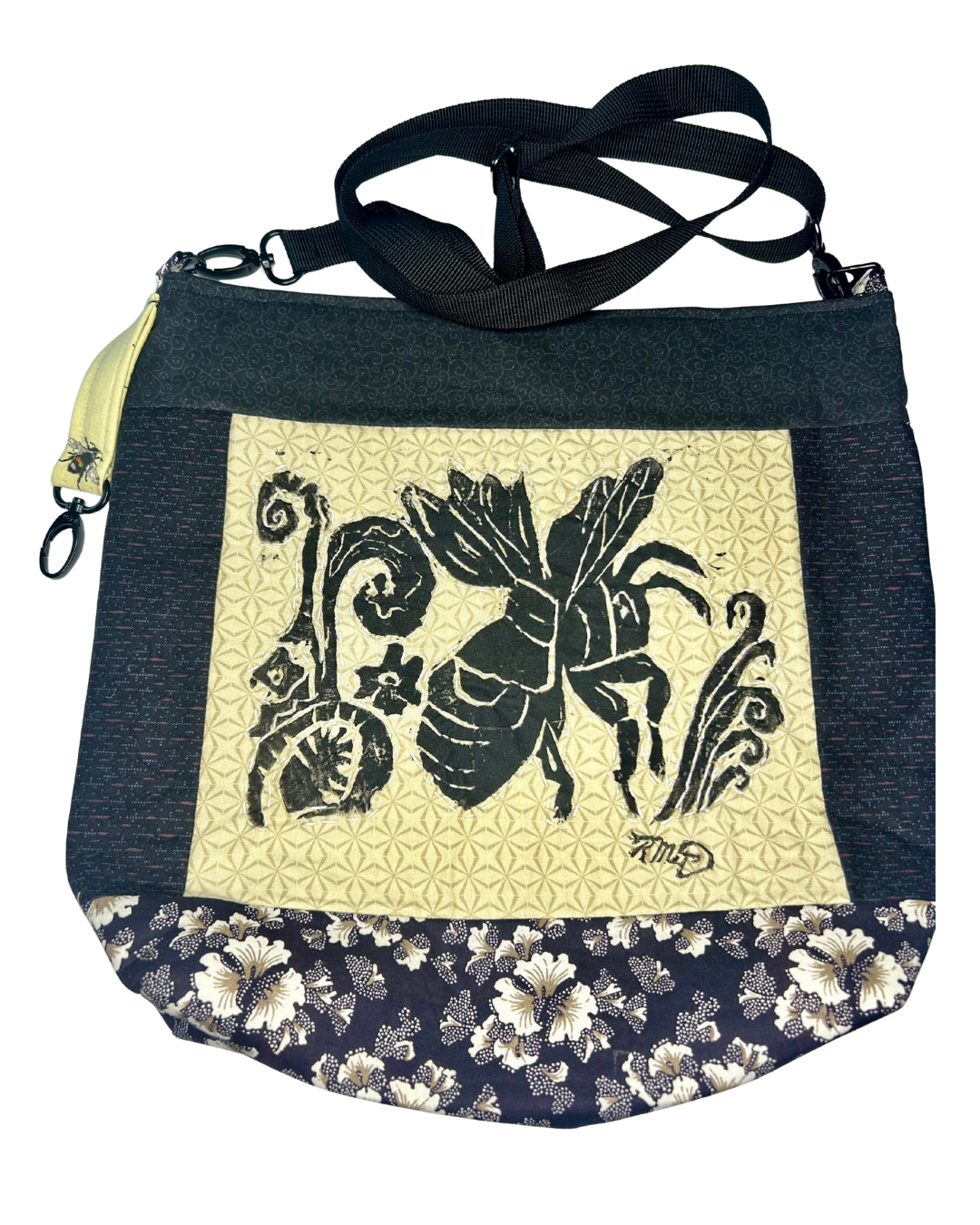 Bee in Fern-  Cross-body bag  12x12"