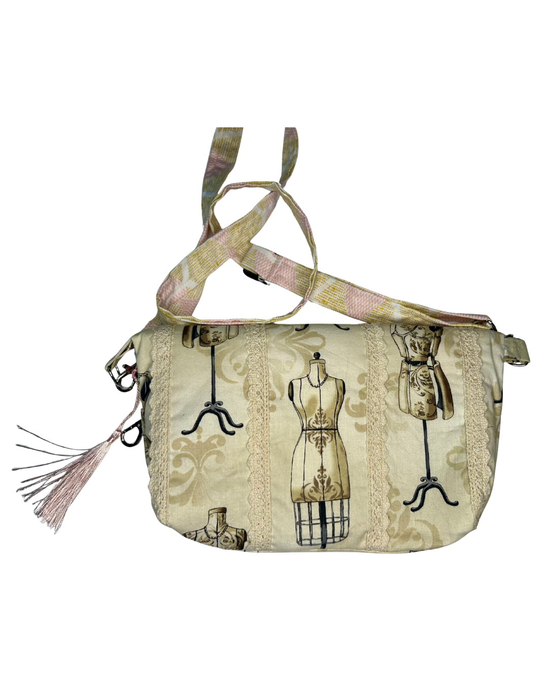 Retro Sewist- cross-body envelope bag with zipper-  7x10"