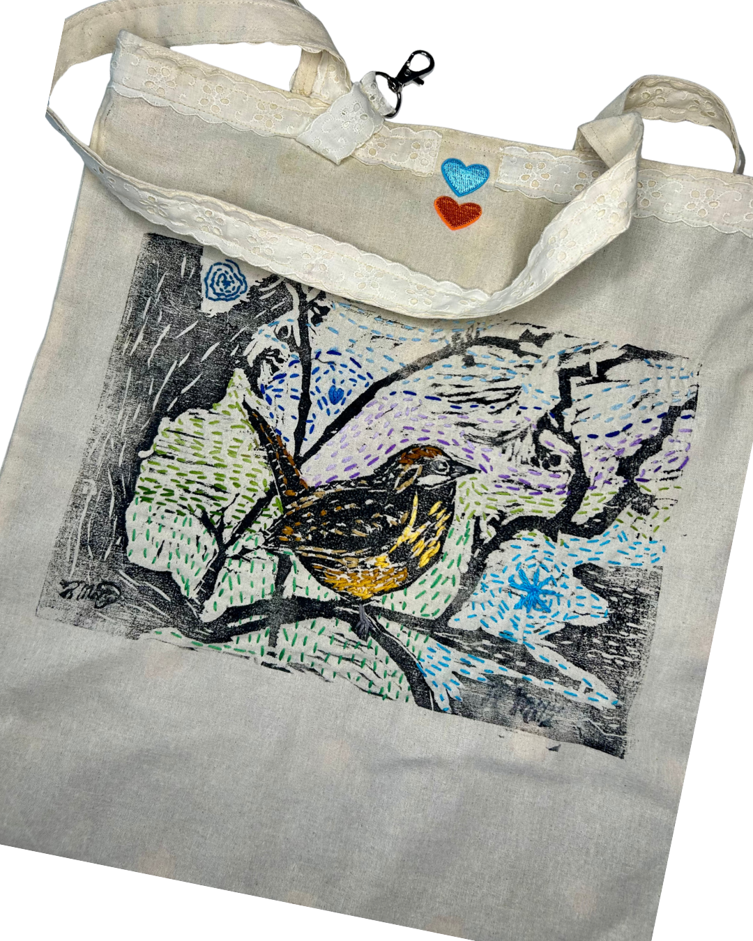 Wren in Trees- ArtsyTote Extra  14X15"