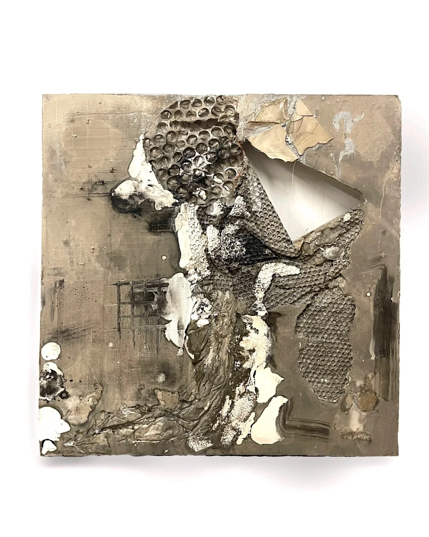 "Driver." Cement, Ink, Plaster. 30x30". 2024