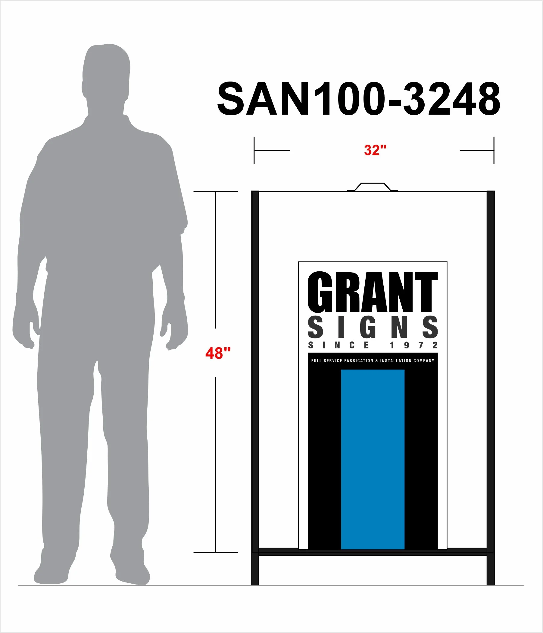 Tall mid size sandwich board with printed inserts
