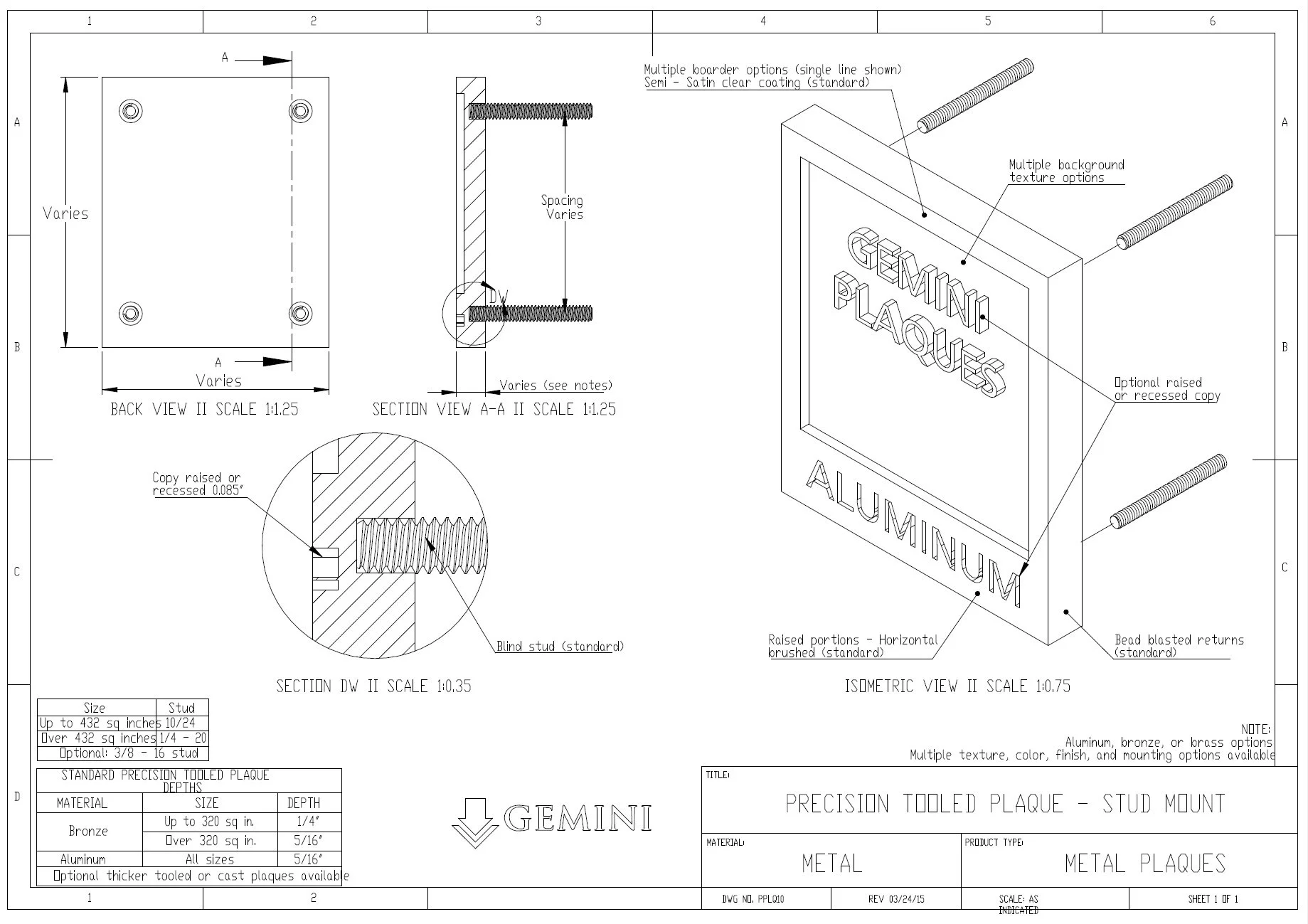 Machine CNC made bronze or aluminum plaques
