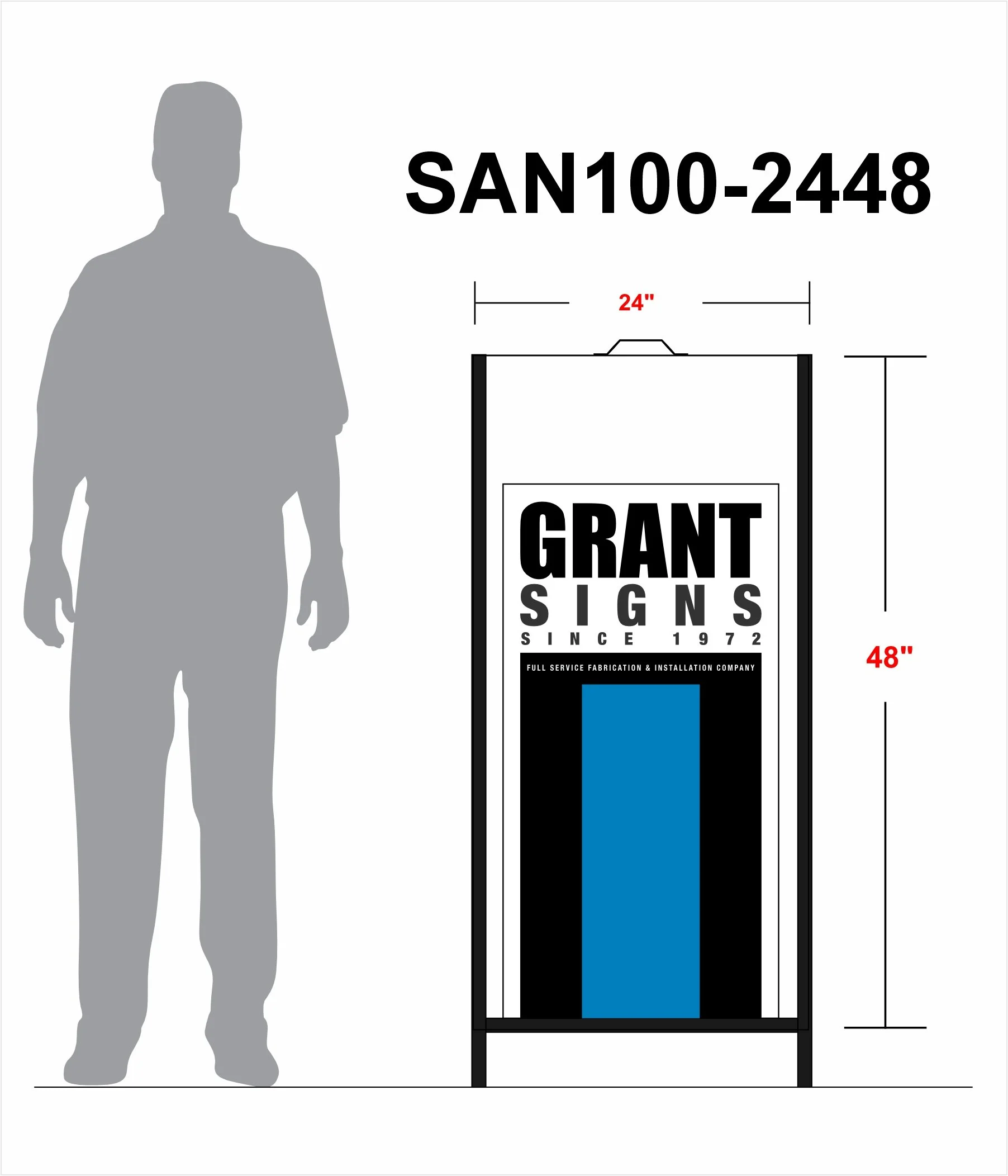 Tall and narrow sandwich board sign
