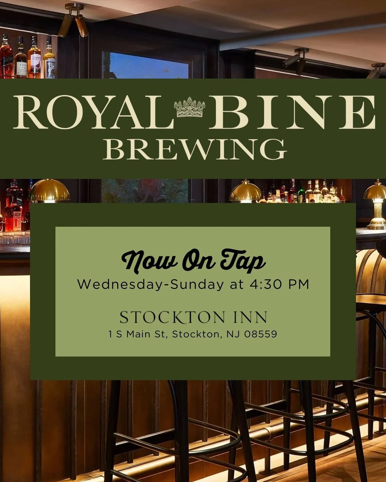 Royal Bine Brewing is super excited to be one of six stellar  beers on tap at @thestocktoninn in Stockton, NJ. If you find yourself in the Lambertville/New Hope area, stop in for a &ldquo;Worth the Wait&rdquo; Kolsch Ale and say hey to our great frie