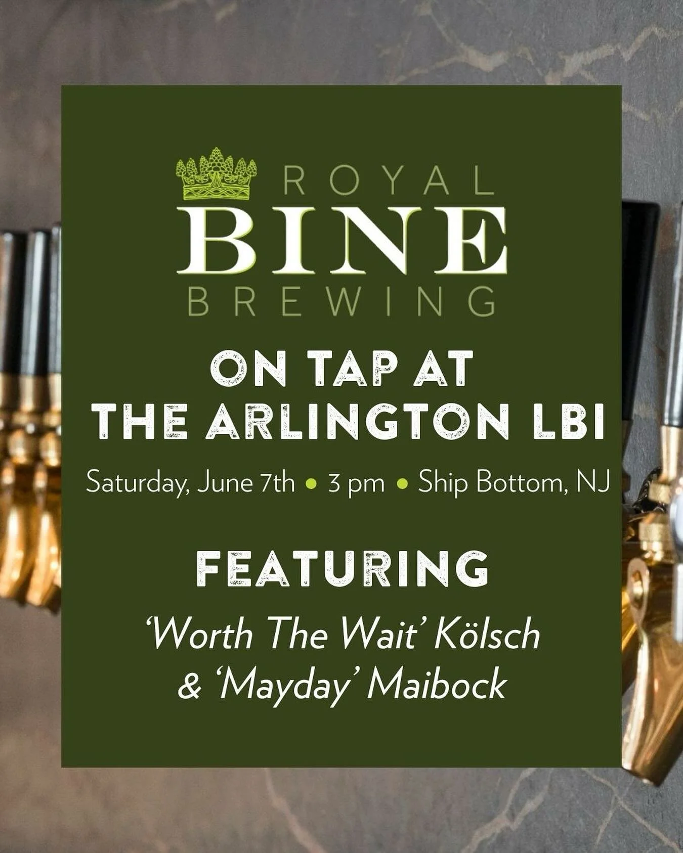📅 Save the Date: Saturday, June 7th!

Join us at The Arlington, the premier craft beer bar &amp; restaurant on Long Beach Island, for a special Royal Bine tap &ldquo;takeover!&rdquo;

We&rsquo;re pouring TWO of our fan-favorite brews:
🍺 Worth the W