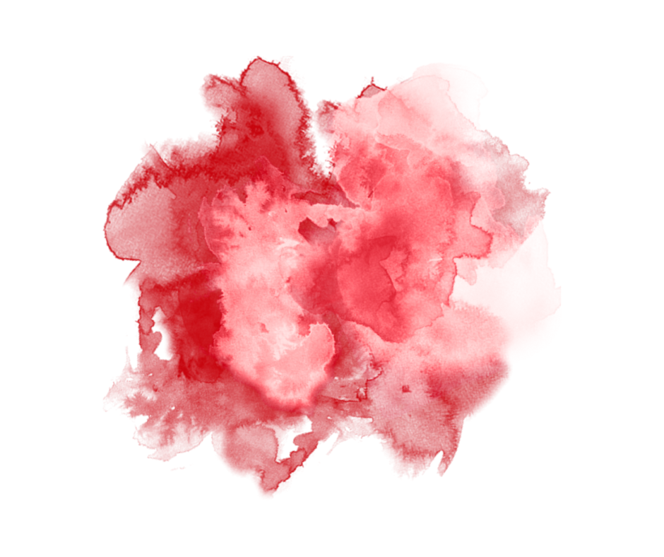 Abstract red and pink watercolor splash on white background.