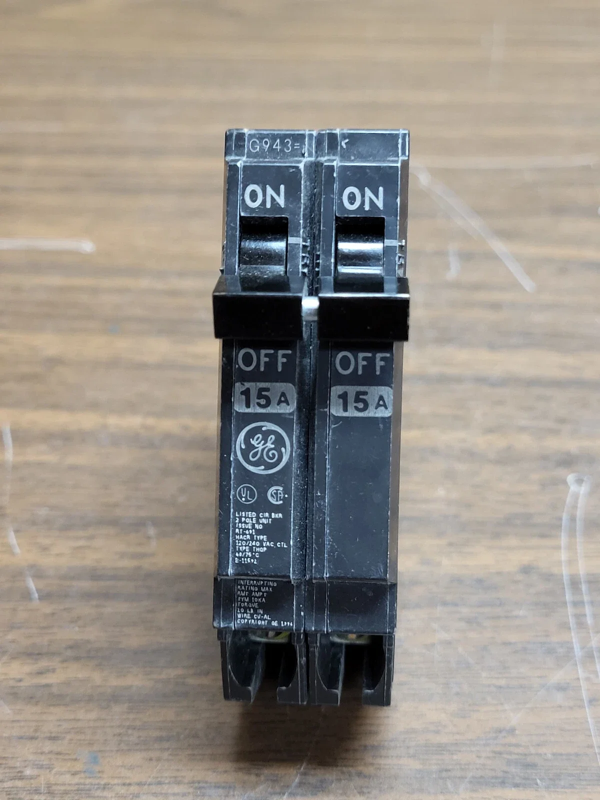 GE THQP215 15A DOUBLE POLE NARROW CIRCUIT BREAKER
