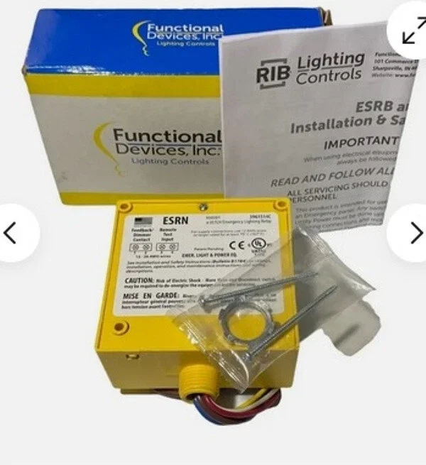 FUNCTIONAL DEVICES ESRN UL924 EMERGENCY LIGHTING RELAY 120-277 VAC / 20AMP SPST