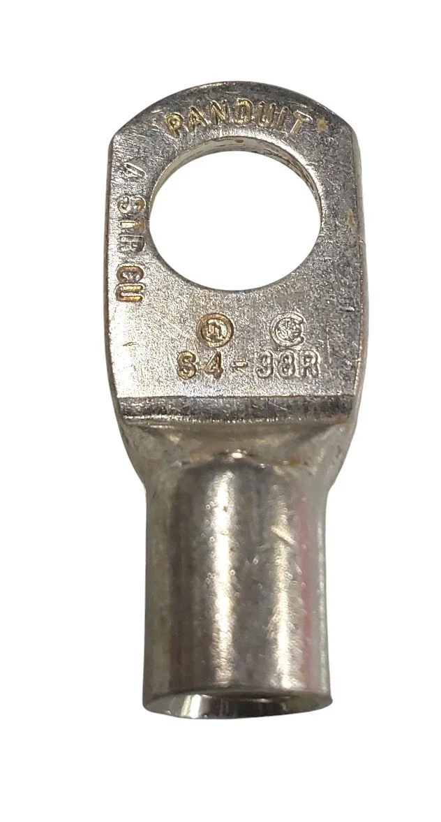 PANDUIT S4-38R-T COPPER LUG #4 WIRE WITH 3/8 INCH HOLE NON INSULATED LOT OF 25