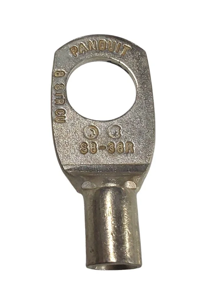 PANDUIT S8-38R-T COPPER LUG #8 WIRE WITH 3/8 INCH HOLE NON INSULATED LOT OF 25