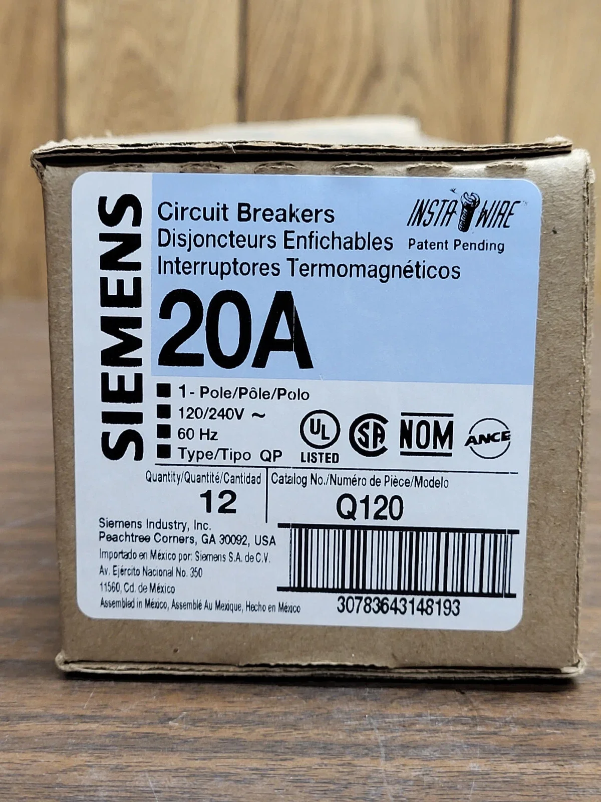 SIEMENS Q120 1 POLE 20 AMP TYPE QP CIRCUIT BREAKER 120/240V LOT OF 1