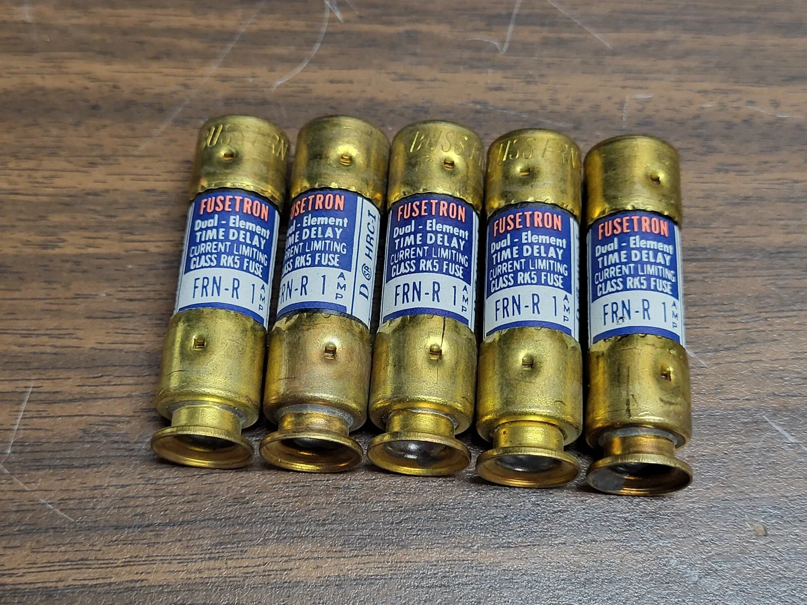 BUSSMAN FRN-R-1 DUAL ELEMENT TIME DELAY 1 AMP 250 VOLT 1 AMP LOT OF 5