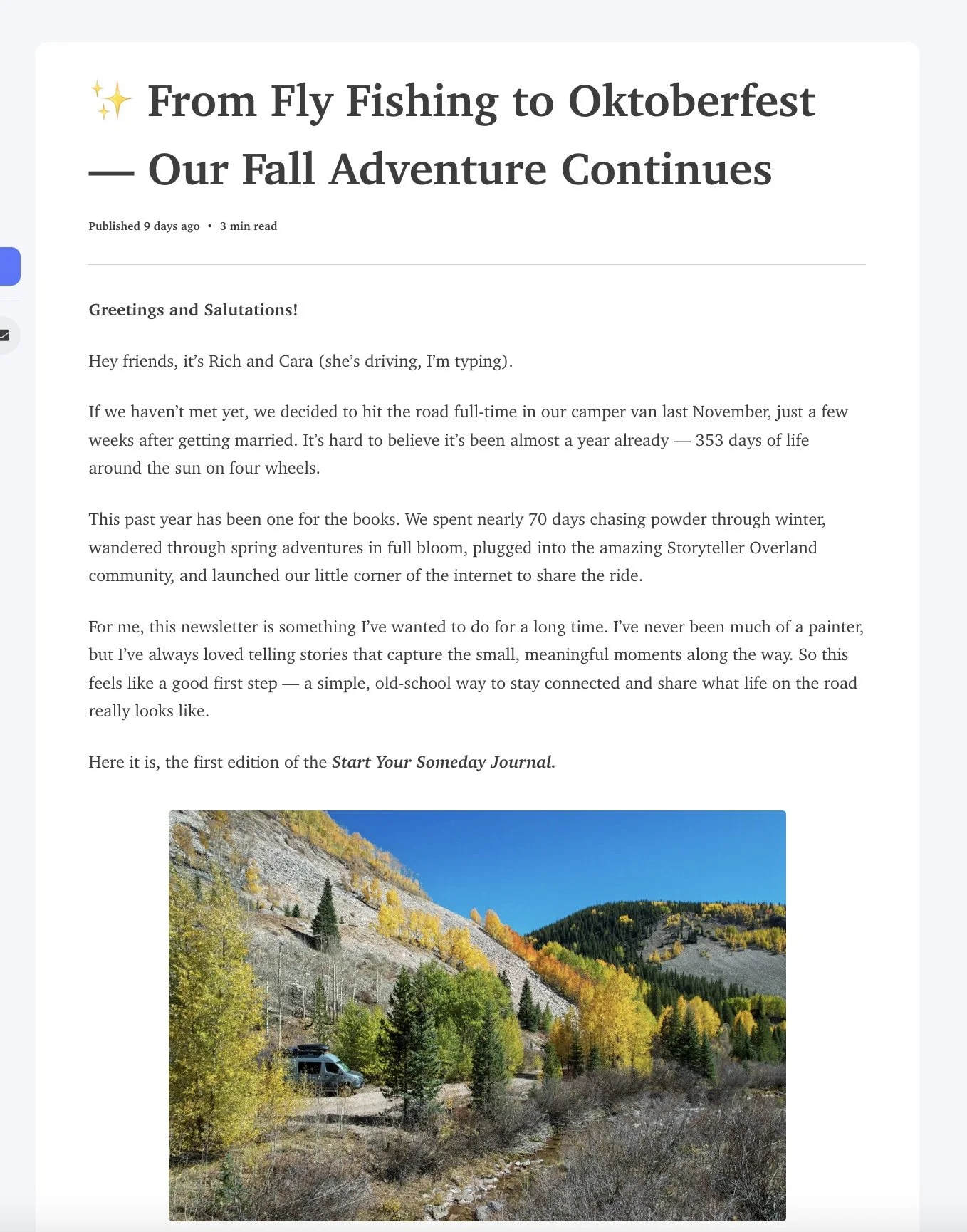 First Newsletter ✨ From Fly Fishing to Oktoberfest — Our Fall Adventure Continues