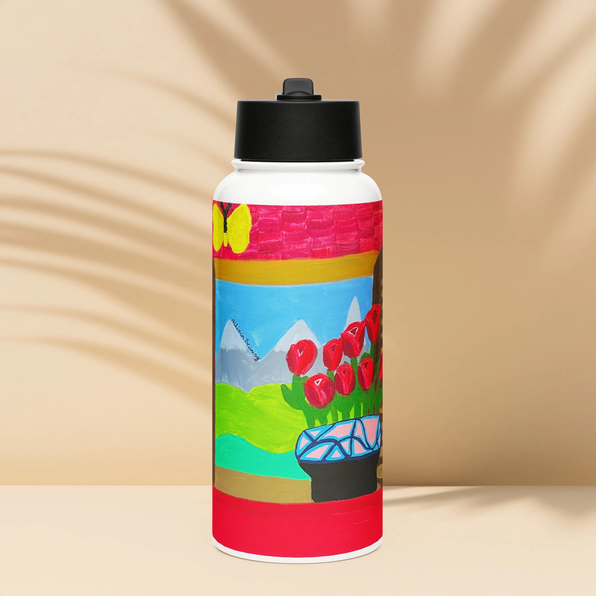 The Window Stainless steel water bottle with a straw lid