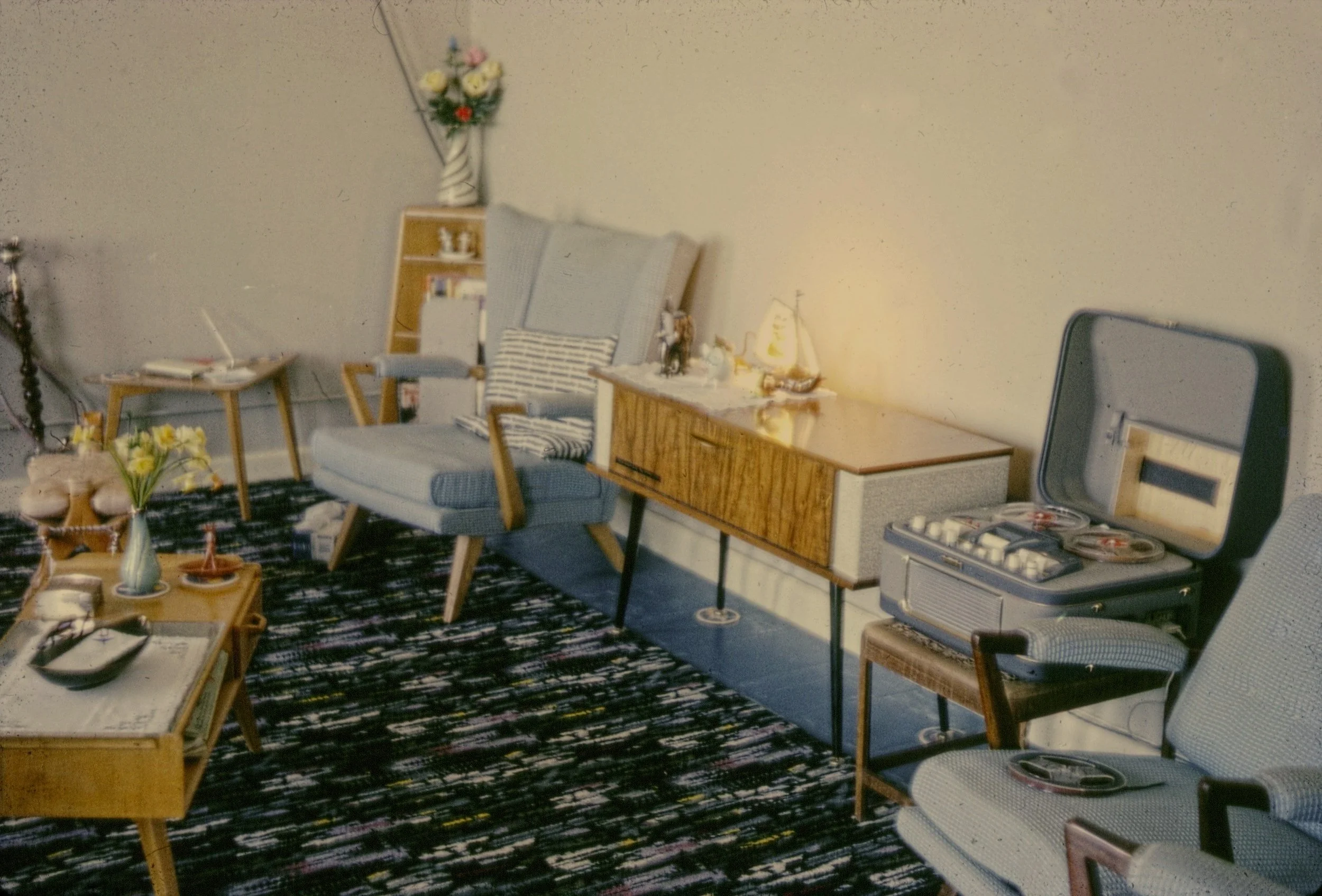 Living room with record player