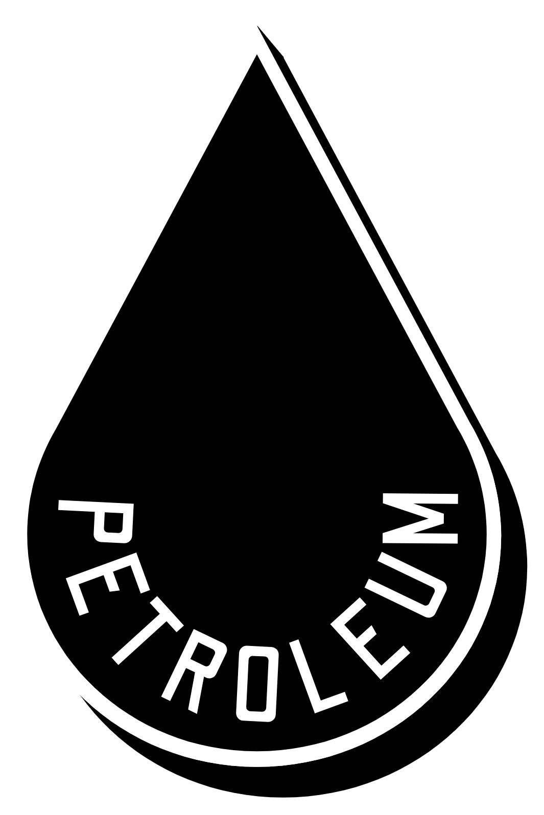 Ein schwarzes Logo mit einer weißen Wassertropfensilhouette und dem Text 'PETROLW' in der unteren Hälfte, wobei die Wörter im Kreis angeordnet sind.