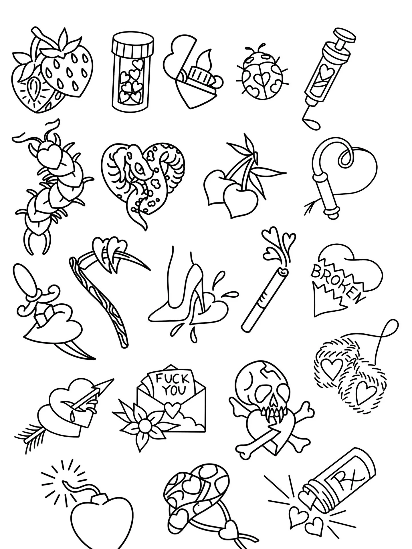 Here it is!!!! Some new flash for FRIDAY THE 13TH!! 
$31 outlines, $62 black shading, $93 black shading and full color!! 

PIERCING PRICES⬇️ 
$30 
Nose, helix, lips, septum,flat, conch, eyebrow, rook, navel, tragus, daith. 

Lobes 1 for $25 or 2 for 