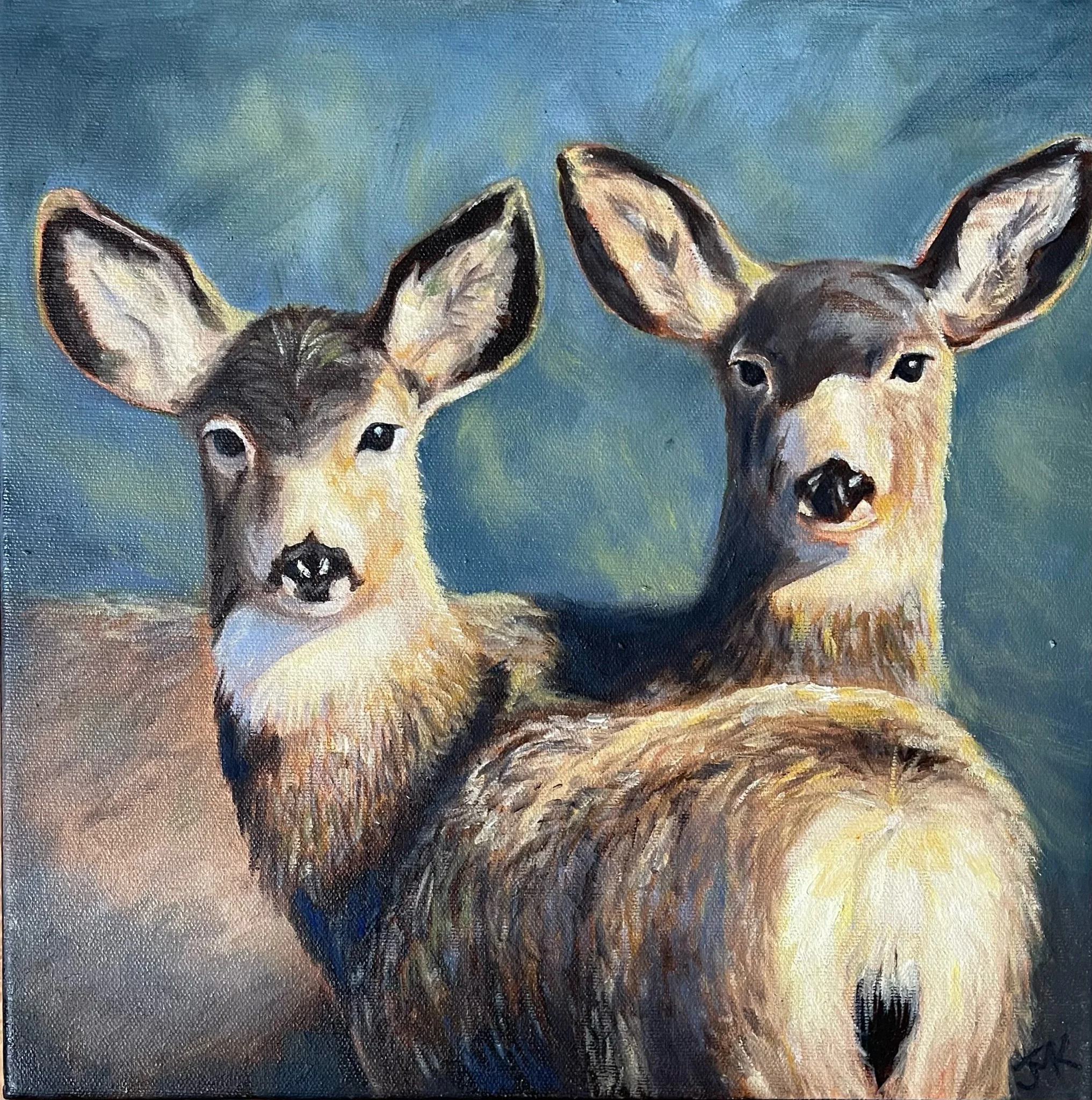 Mule Deer and Their Ears, British Columbia
Oil on Canvas 12x12” Available $300