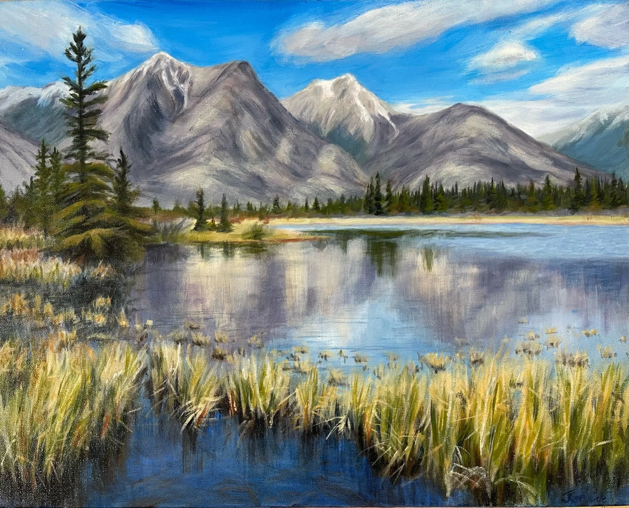 Mt. Chetamon Reflections, Jasper National Park, Oil on Canvas 16x20” Available $650