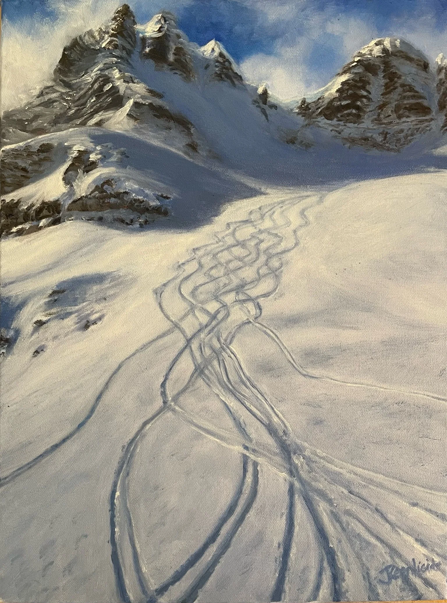 Larry’s Line, Talus Lodge, Canadian Rockies
Oil on Canvas 12x16” Available $400
