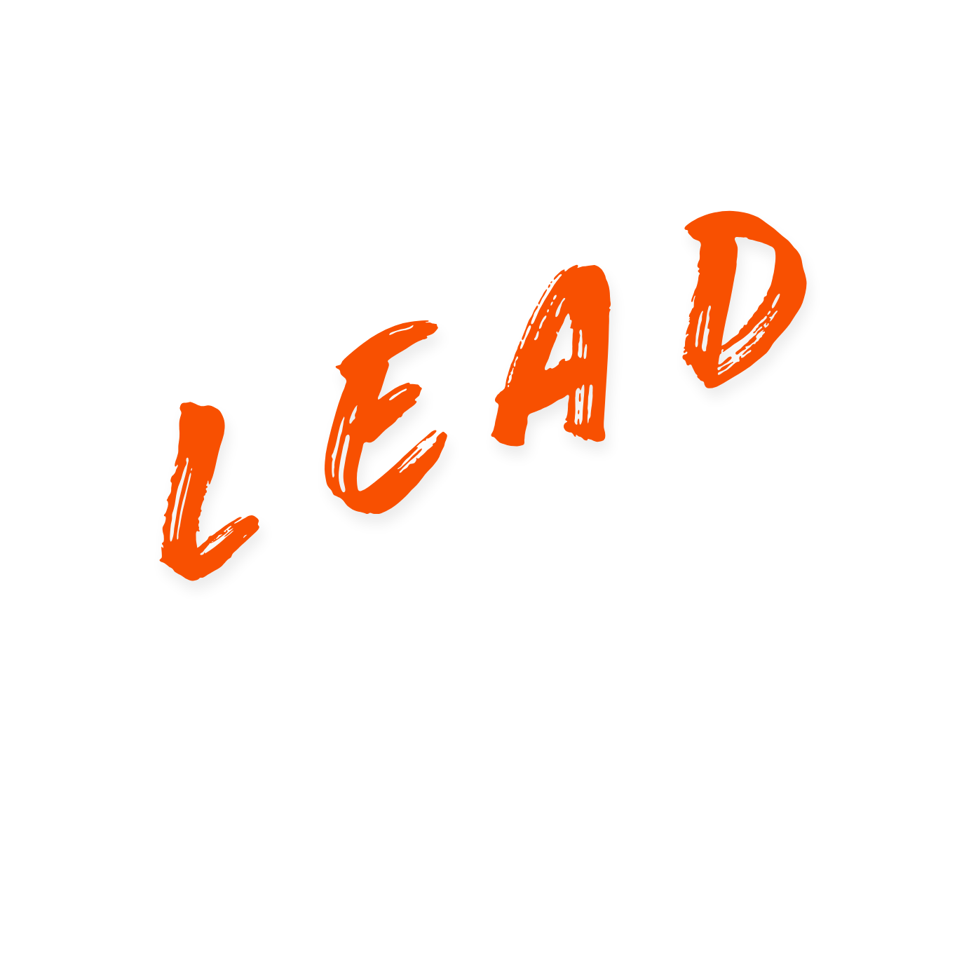 The word 'LEAD' written prominently in orange graffiti-style font.