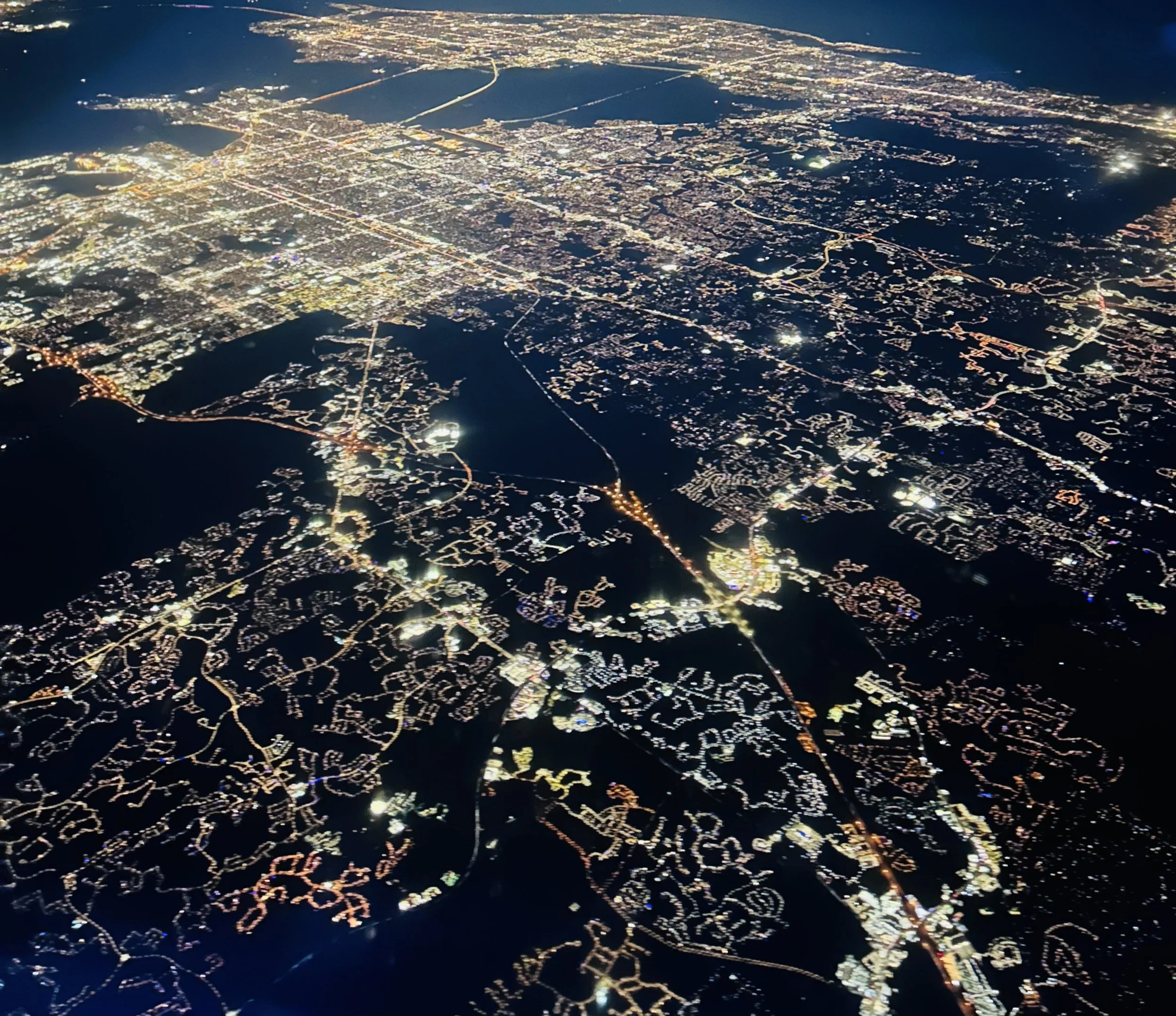 Florida city light from the plane 