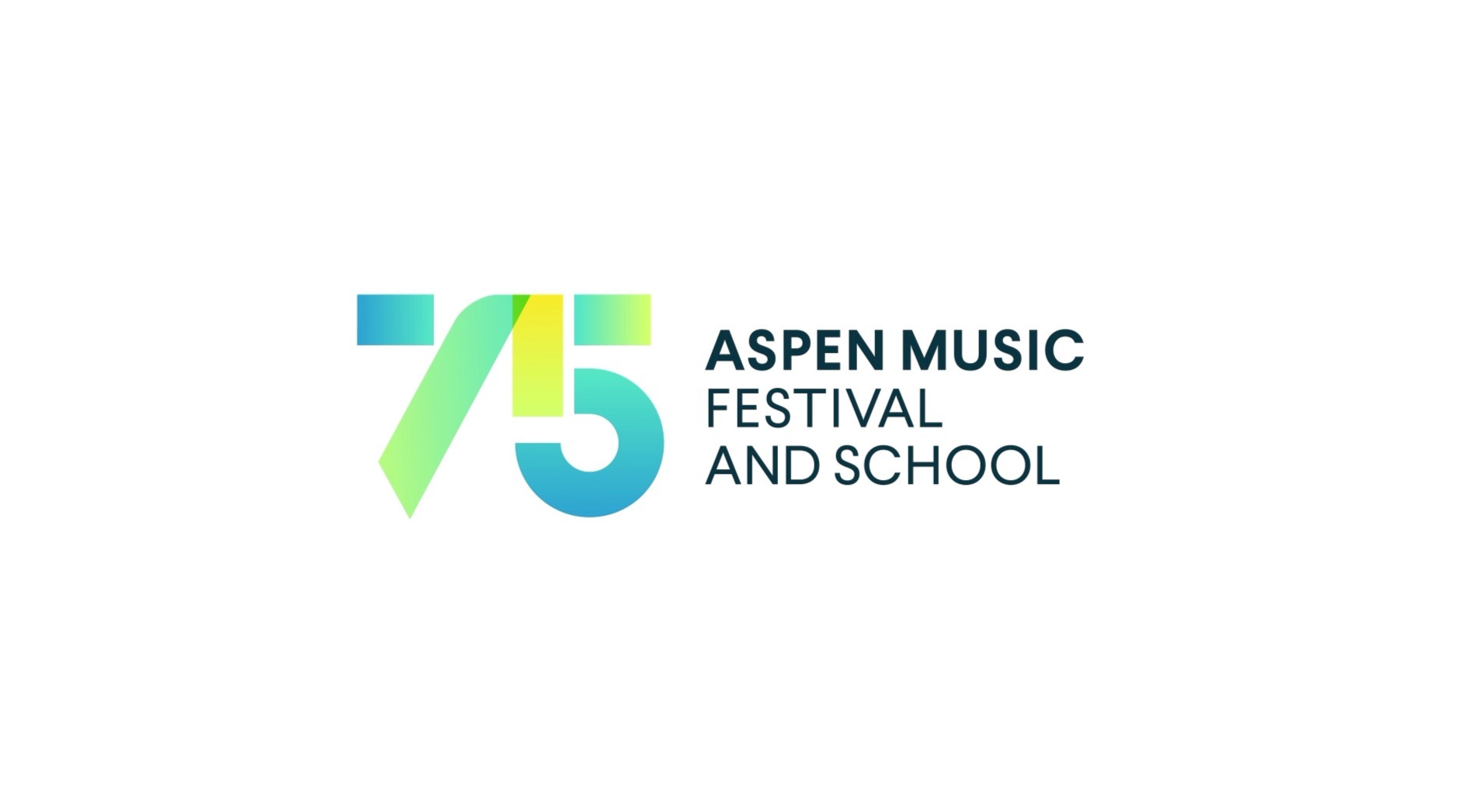 Logo for the 45th Aspen Music Festival and School, featuring the number 45 in a colorful gradient design next to the text.