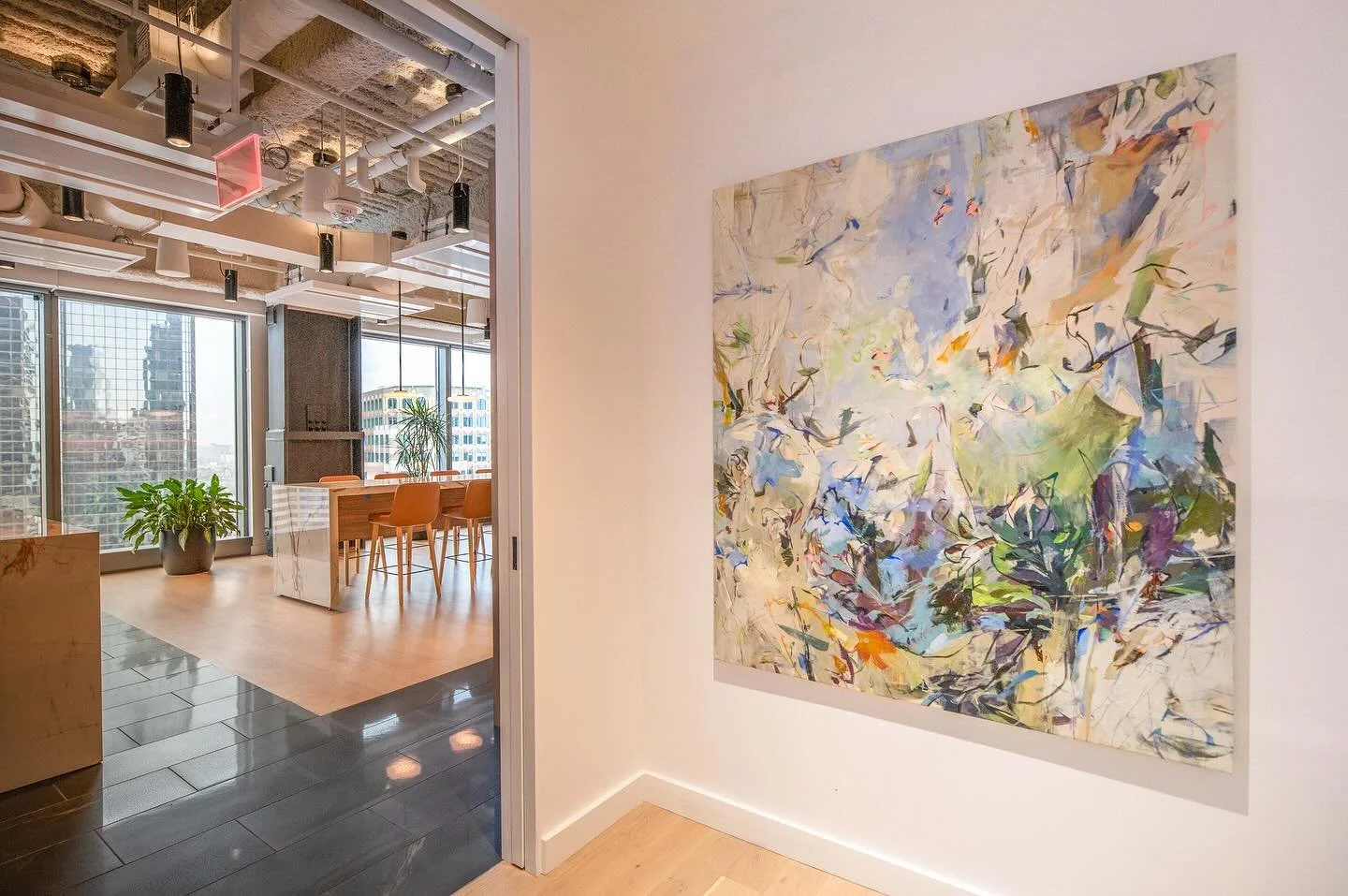 For this private equity firm, we collaborated with Visnick &amp; Caulfield Associates, who designed an interior that&rsquo;s both sophisticated and comfortable. We worked alongside the client to curate artwork to match that tone&mdash;pieces that spa