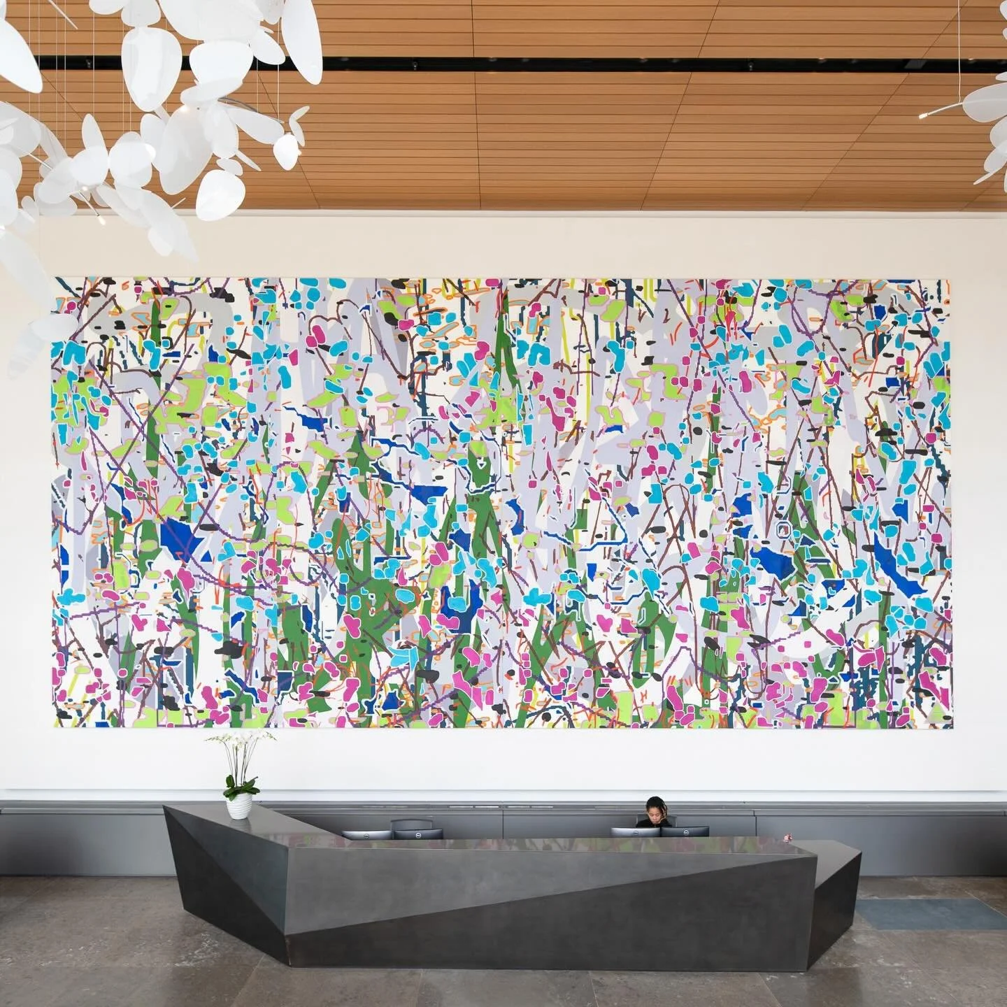 Code Garden, the featured lobby artwork at Assembly Innovation Park by Amy Ellingson, isn&rsquo;t just monumental in scale&mdash;it was a monumental logistical feat.

Creating a 20 x 40&ndash;foot painting requires imagination, endurance, precision, 