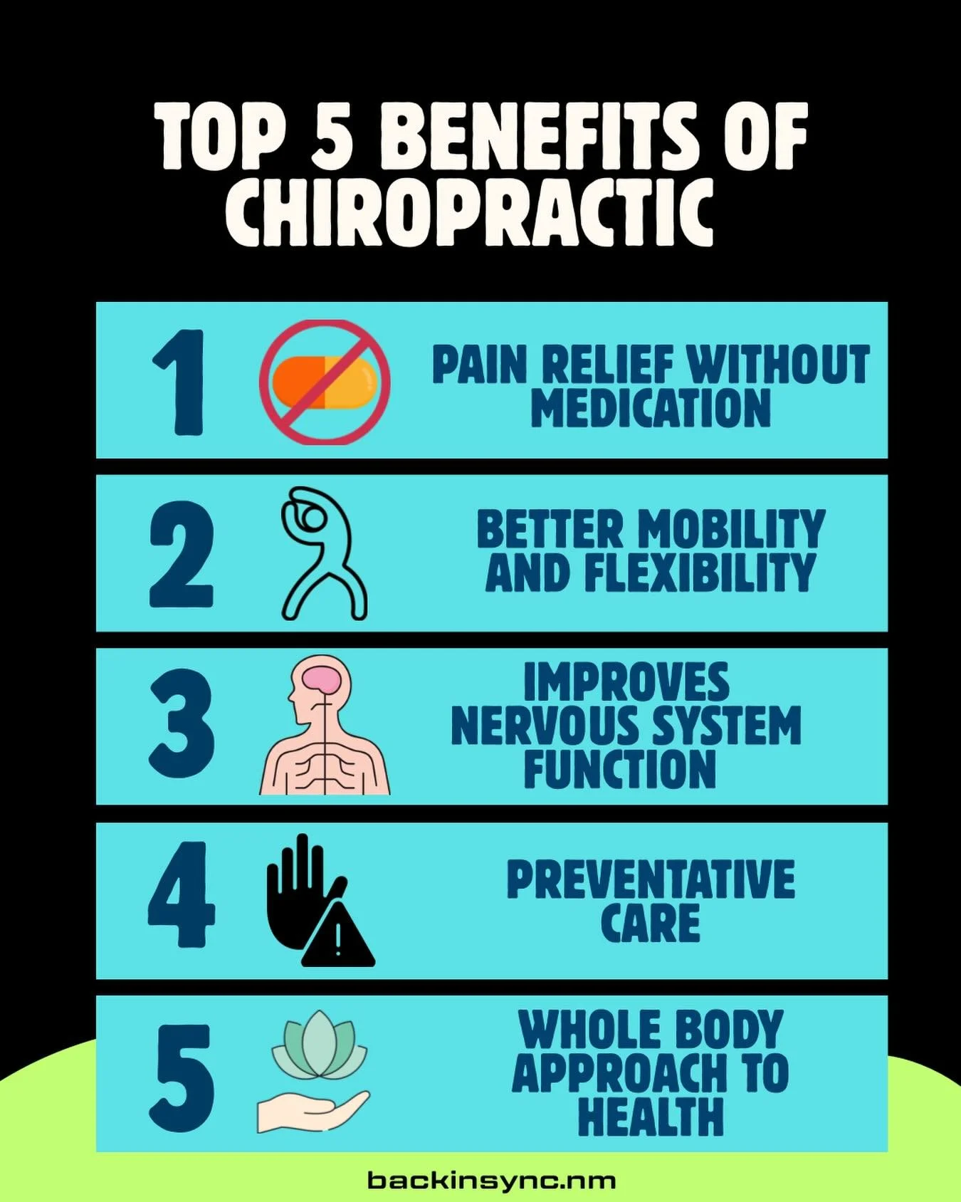 ✨ Top 5 Benefits of Chiropractic Care ✨

Small adjustments can make a big difference to how your body feels every day.

📍 Back in Sync &ndash; New Malden
💻 Book your appointment via the link in bio

#Chiropractor #BackInSyncClinic #FeelBetterMoveBe