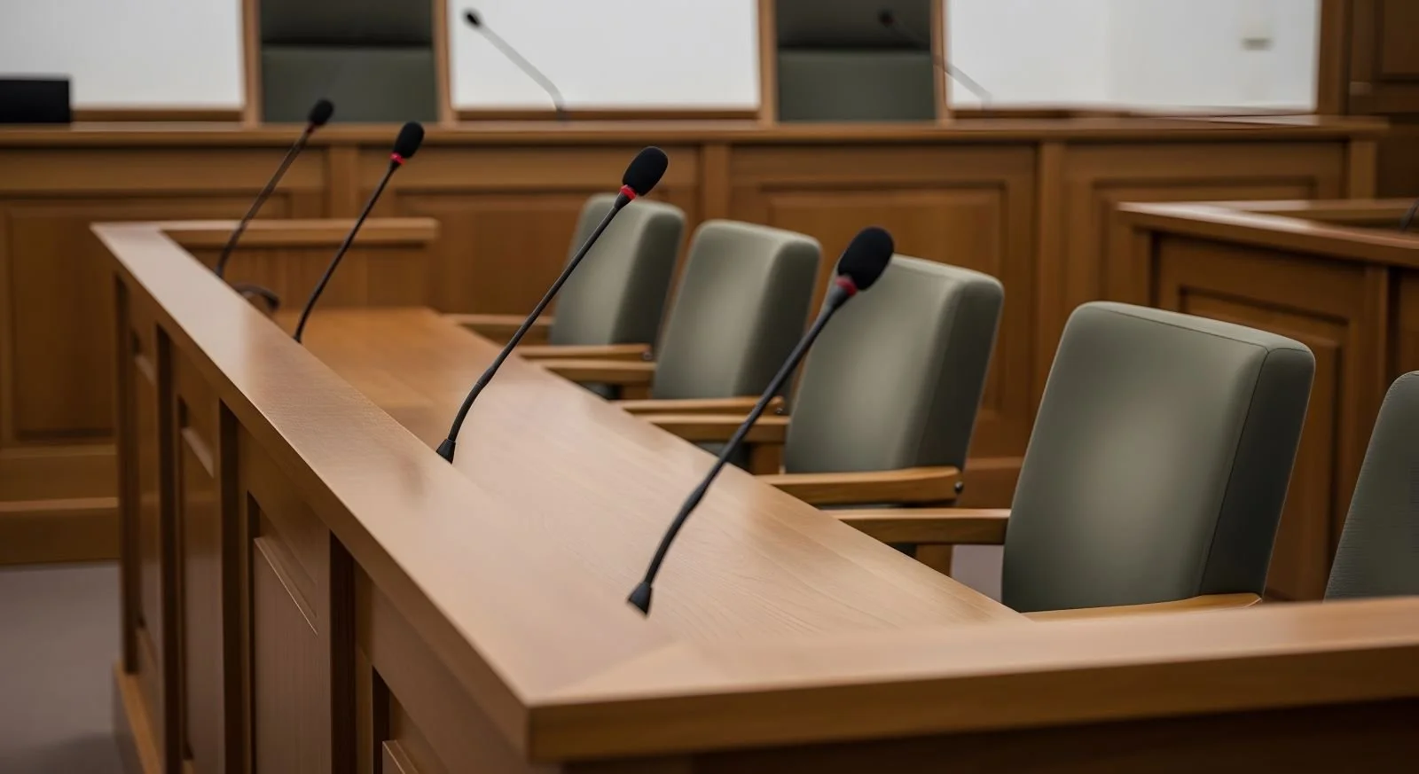 Washington municipal hearing room with council benches and microphones