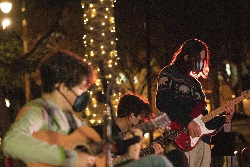 Students performing live at an evening of the arts