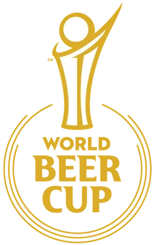 Logo for the World Beer Cup featuring a stylized figure holding a beer, surrounded by a circular border.